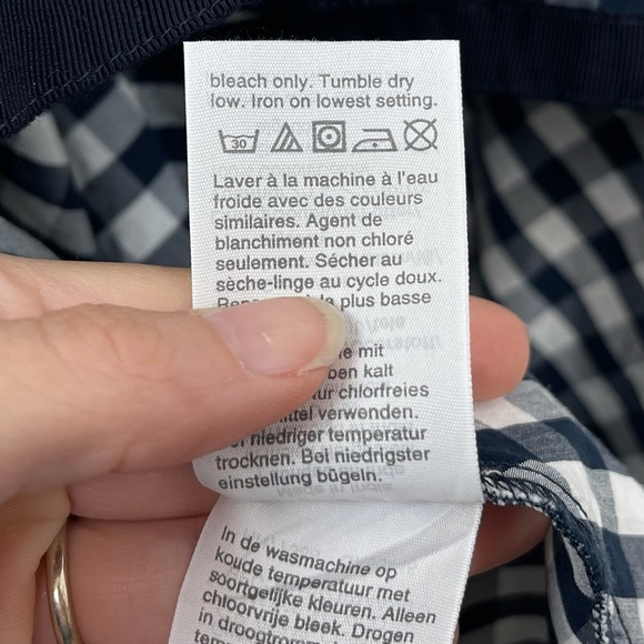 J. Crew Spiro Gingham Tiered Maxi Dress Gown | Navy Blue | Size 2 - Picture 10 of 10